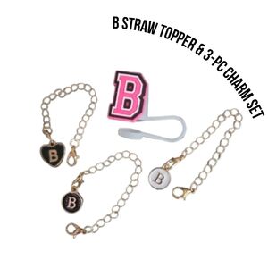 B Straw Topper & Charm Set